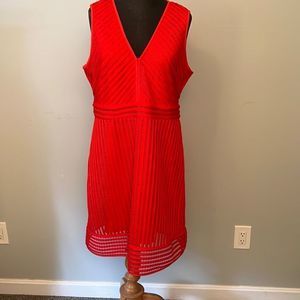 J Crew Women's Red V-Neck Back Zip Eyelet Cocktail Dress
